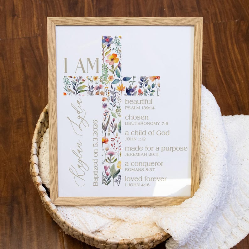 Regalo de confirmación para niñas / Letrero de pared con versículo bíblico en forma de cruz para bautismo / Recuerdo de confirmación cristiana / Decoración para fiesta de primera comunión