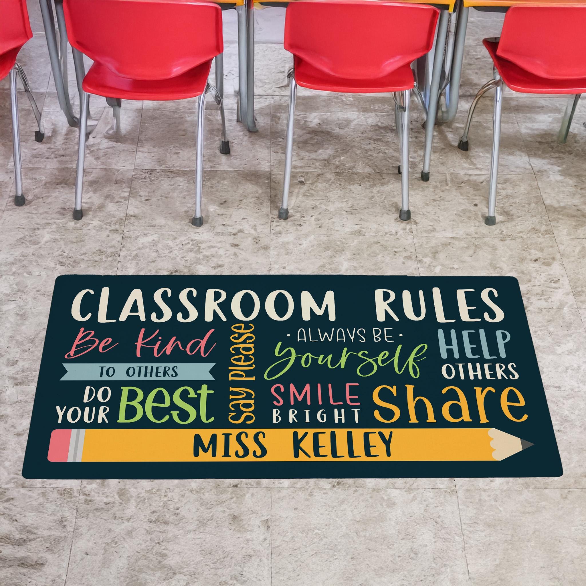 Personalized Teacher Classroom Doormat | Classroom Rules Welcome Mat | Custom Back to School Teacher Gifts | Classroom Reminders Decor