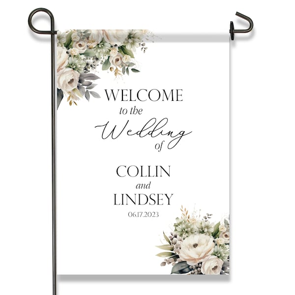Wedding Welcome Flag | Personalized Welcome to Wedding Yard Flag | Custom Wedding Welcome Sign | Outdoor Wedding Decor | Wedding Venue Decor