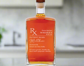Whiskey Prescription Decanter | Funny Gift for Dad | Whiskey Lover Fathers Day Gift | Pharmacist Gift | Doctor Retirement Gift | Dr Graduate