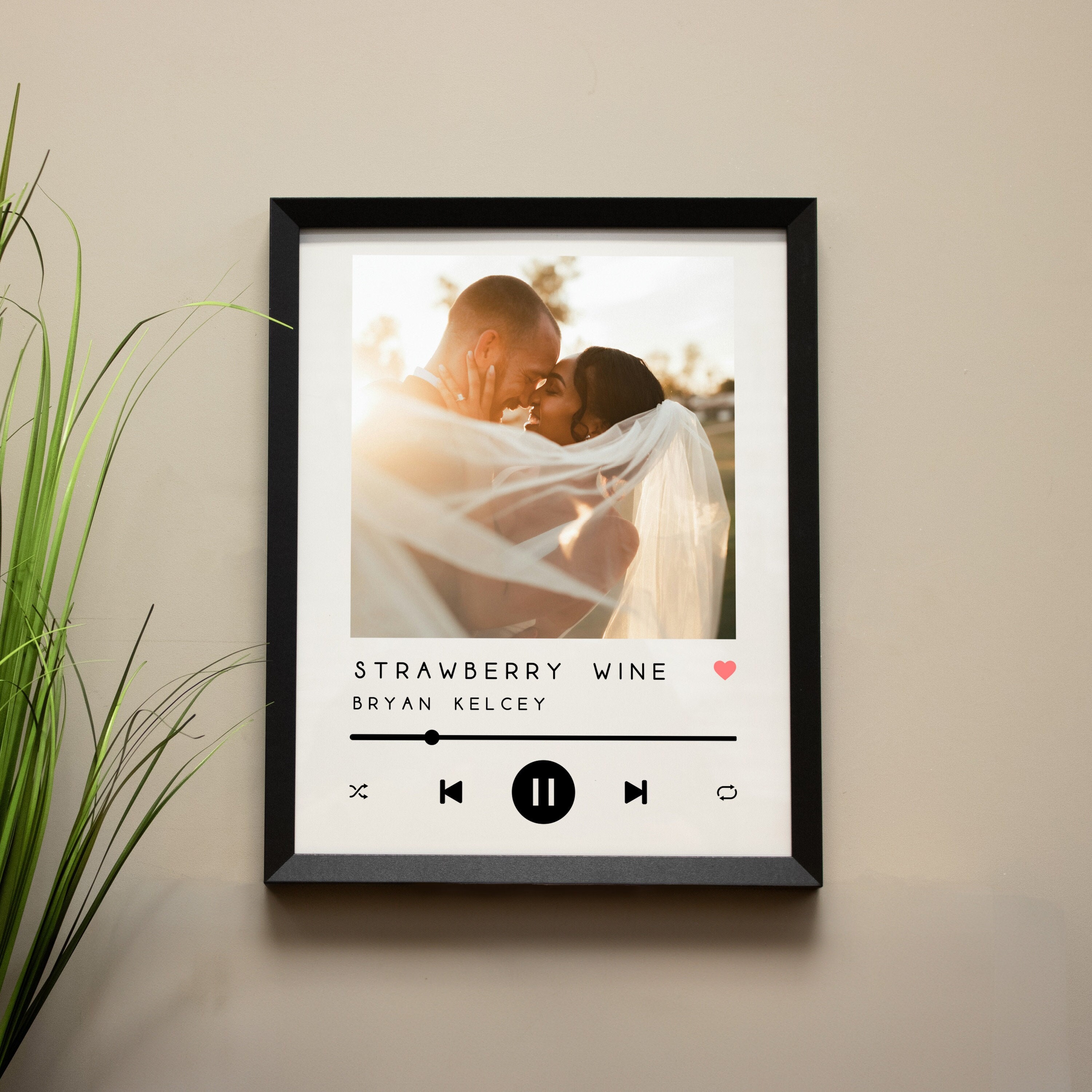 Custom Couple Song Album Sign | Framed Couple Photo With