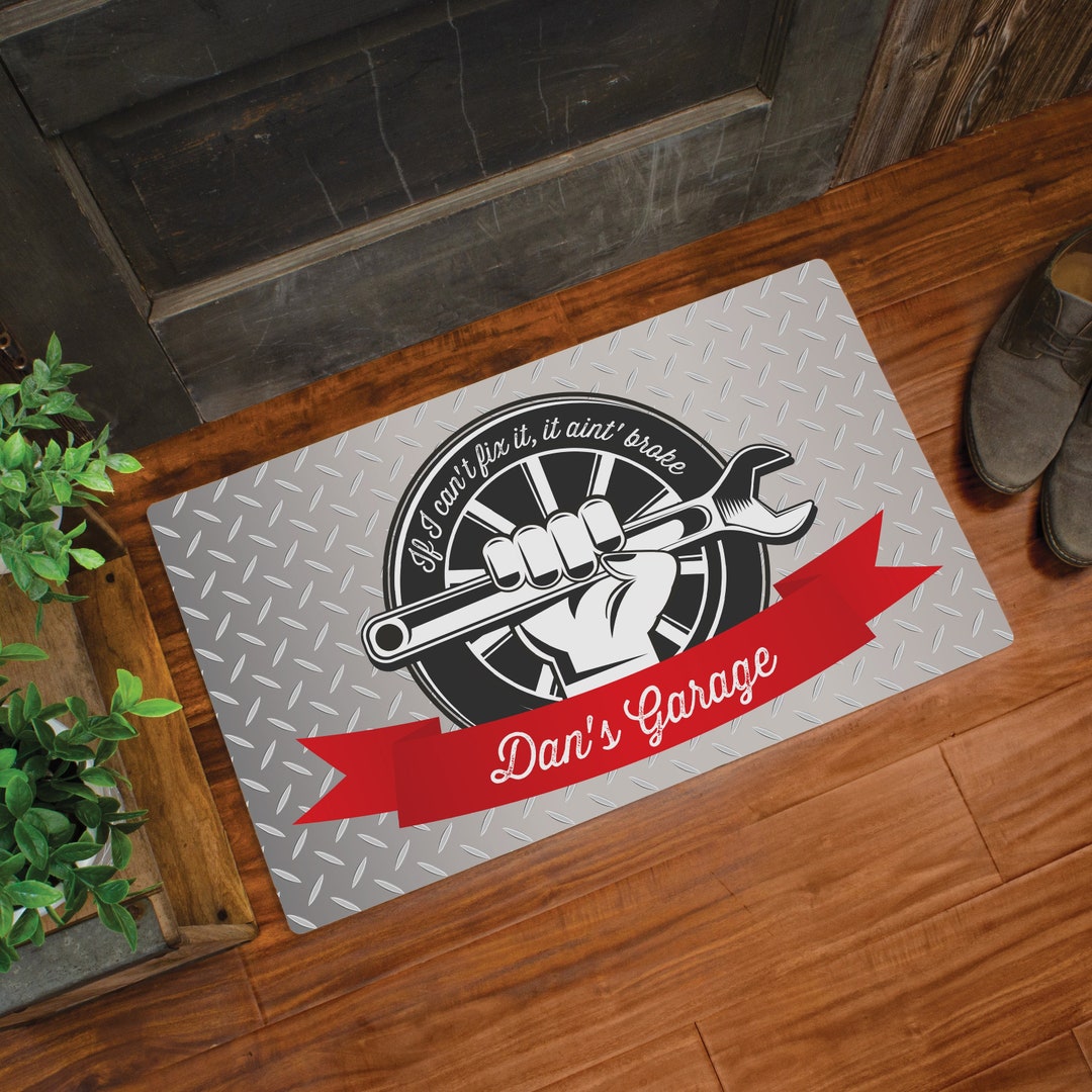 Garage Mat Personalized Man Cave Doormat Work Shop Doormat Manly Decor Custom Gift for