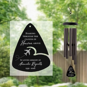 Airplane Memorial Wind Chime | Airplane Memorial Gift | Airplane Pilot Sympathy Gift | Airplane Remembrance Gift | In Memory Of Wind Chime