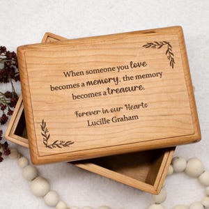 Personalized Memorial Keepsake Box | Custom Loss of Loved One Gift | Wooden Sympathy Memory Box | Forever in our Hearts Remembrance Gift