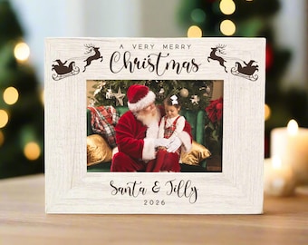 Personalized Santa and Child Christmas Picture Frame | Children Photo Display | Holiday Home Decor | Christmas Gift Mantel Decoration