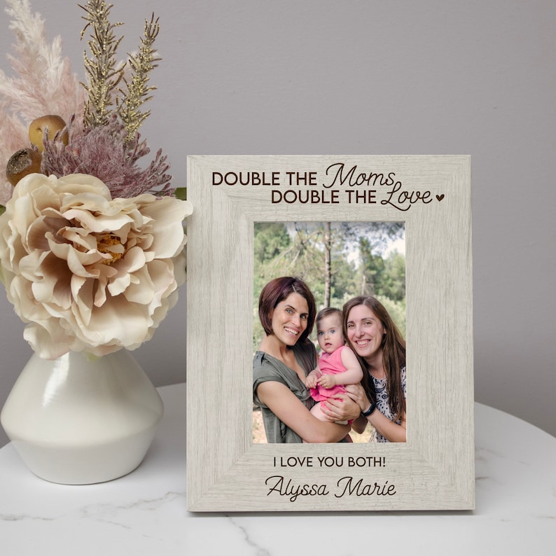 Two Mothers Mother's Day Gift Lesbian Moms Picture Frame Mothers Day Gift for Lesbian Moms Two Moms Picture Frame Gay Mothers Day Rustic White