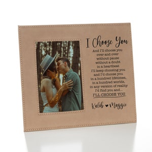 I Choose You Picture Frame | Personalized Gay Couple Picture Frame | LGBTQ Wedding Picture Frame | Picture Frame Gift for Wife or Husband Tan