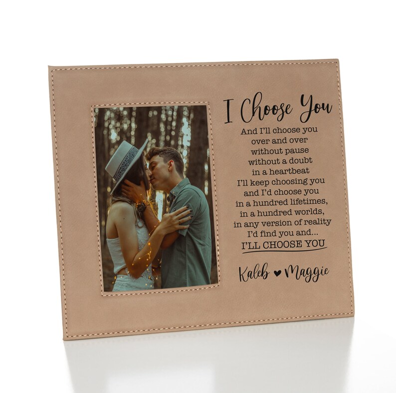 I Choose You Picture Frame | Personalized Gay Couple Picture Frame | LGBTQ Wedding Picture Frame | Picture Frame Gift for Wife or Husband Tan