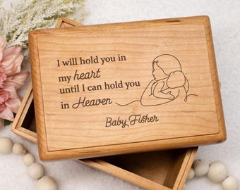 Boîte à souvenirs en bois pour fausse couche | Boîte souvenir personnalisée pour perte de grossesse | Cadeau personnalisé Perte de sympathie d'un bébé | Souvenir religieux de bébé
