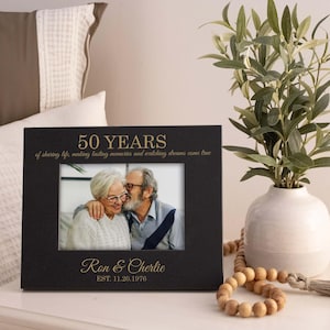 50th Wedding Anniversary Gift | Personalized 50th Anniversary Picture Frame Gift | 50 Years Married Anniversary Gift for Parents |