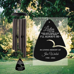 Memorial Wind Chimes | Custom Memorial Gift | Listen to the Wind Memorial Wind Chime | Sympathy Wind Chime | Remembrance Gifts | Grief Gift