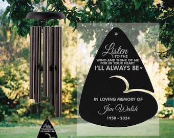 Memorial Wind Chimes | Custom Memorial Gift | Listen to the Wind Memorial Wind Chime | Sympathy Wind Chime | Remembrance Gifts | Grief Gift