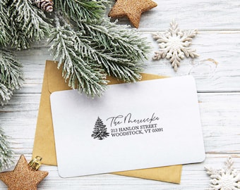 Personalized Christmas Card Address Ink Stamper | Custom Return Address Mail Stamp | Self-Ink Stamp for Christmas Cards
