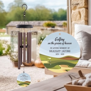 Golfing Memorial Wind Chime | Golfing in Heaven Wind Chime | Personalized Loss of Grandpa or Dad Wind Chime | In Memory of Golfer Gift