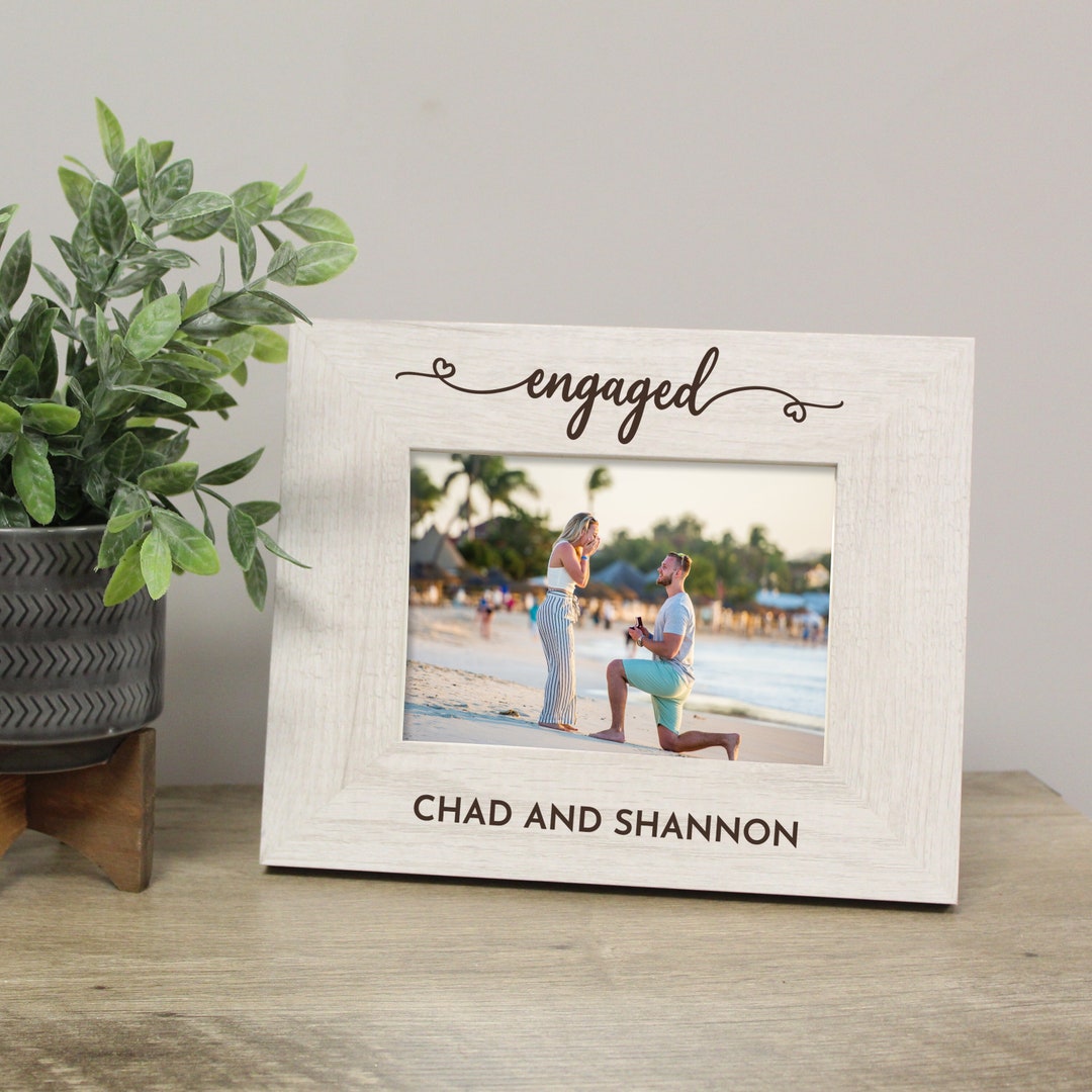 Engaged Picture Frame Personalized Engagement Picture Frame Etsy