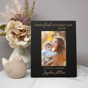 First Mother's Day Picture Frame Personalized First Mother's Day Gift from Baby Mother's Day 2024 Gift New Mom 1st Mother's Day Gift Black - Vertical