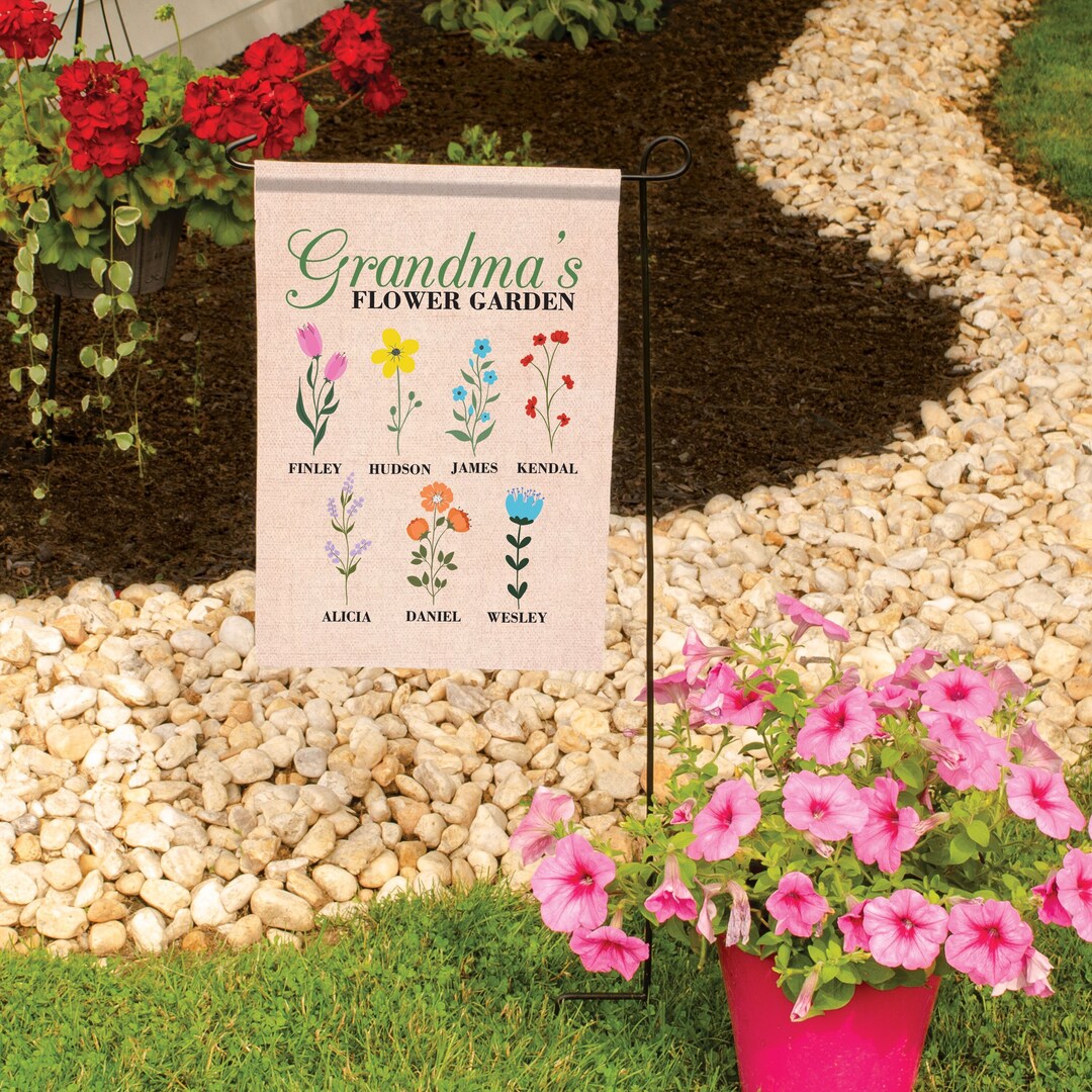 Personalized Grandma's Garden Flag Sign - Mother's Day Gift Idea For Grandma/Mother - Up to 10 Kids