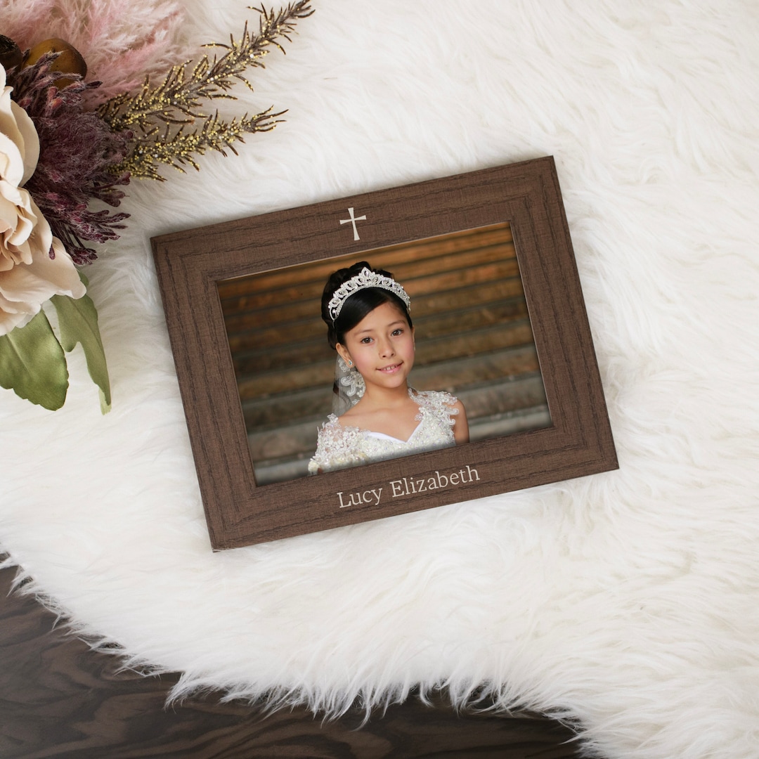 Personalized Cross Picture Frame | Custom Baptism Picture Frame ...
