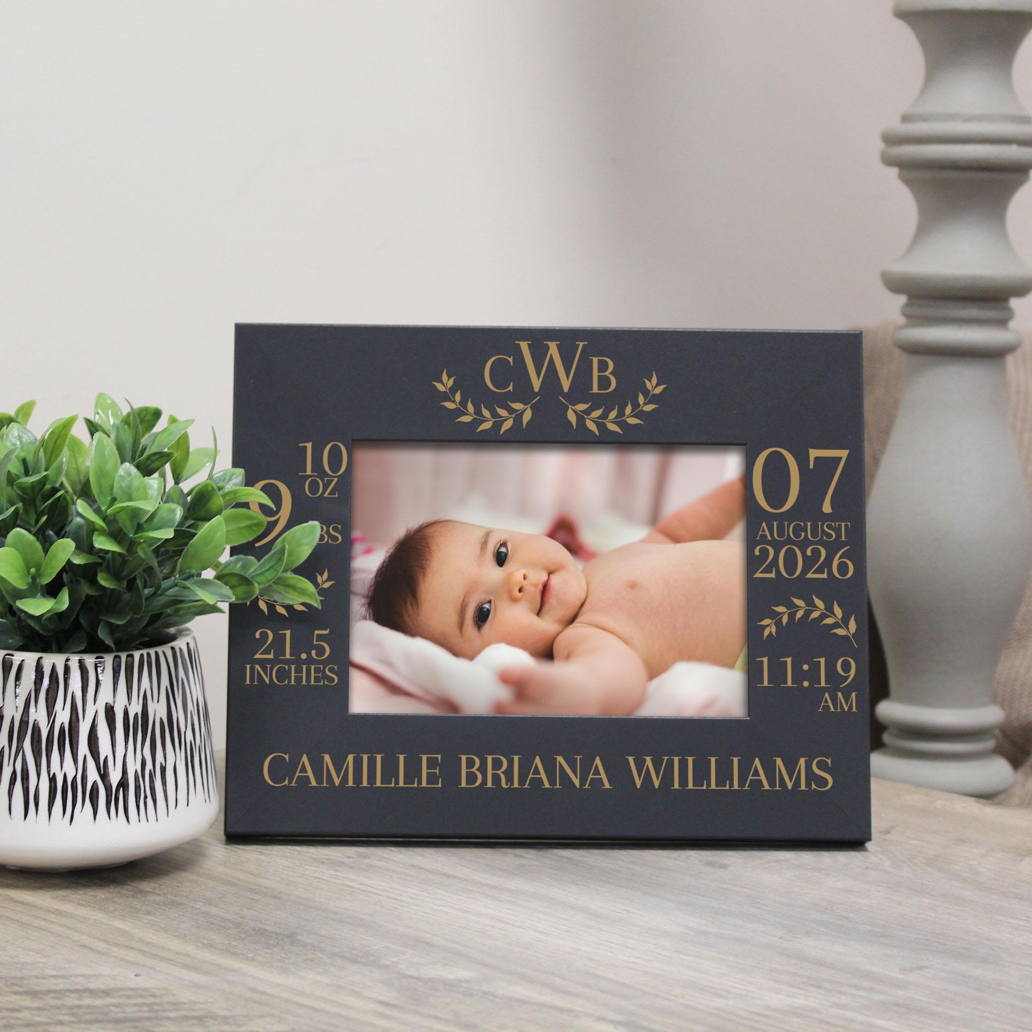 Sign Baby Frame Monogrammed Baby Picture Frame | Baby Birth Stats Picture Frame | Baby ...