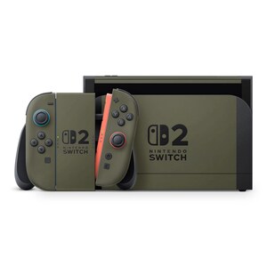 Olivgrönt Nintendo Switch 2-skin, Olivgrönt Nintendo Switch 2-skinfodral, Nintendo Switch-skinfodral
