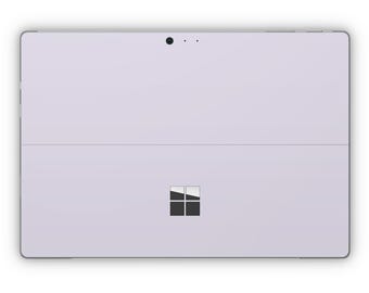 May include: A light purple tablet computer with a black Microsoft logo on the back.