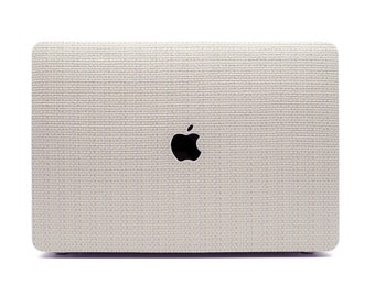 Woven MacBook Case, White Check MacBook Case, Woven Faux Leather MacBook Case, Rustic MacBook Case, Cream Textured MacBook Case