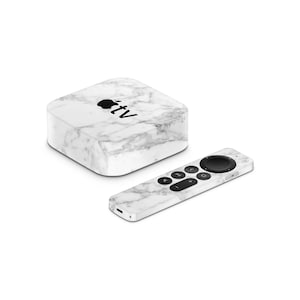 Skin pour Apple TV marbré blanc, Skin pour Apple TV lisse, Skin pour Apple TV à imprimé intemporel, Skin pour Apple TV sans bulles, Coque pour Apple TV