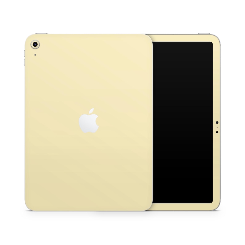 a yellow ipad with a black screen