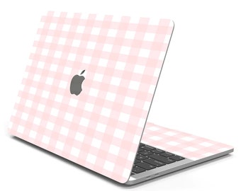Adesivo para laptop com estampa xadrez rosa - Fino e resistente a arranhões