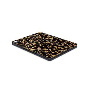 May include: A black and brown patterned iPad case with a fold-over flap.