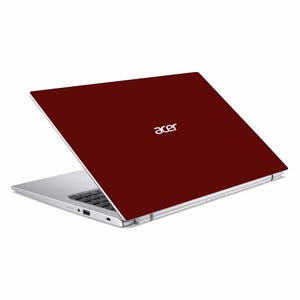 May include: A maroon Acer laptop with a silver base, open to reveal the keyboard. The Acer logo is in white on the lid. The laptop is set against a white background.