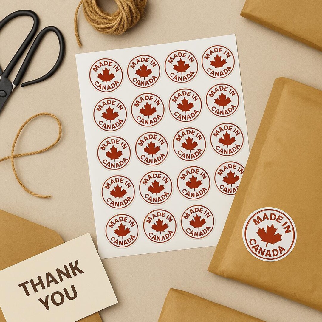 100 Made in Canada Stickers – 1” Round Red Maple Leaf Labels – Canadian ...