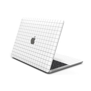MacBook Skin: White Grid Design - Lightweight Vinyl Cover