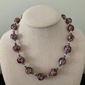 Vintage Murano Amethyst Art Glass Bead Necklace