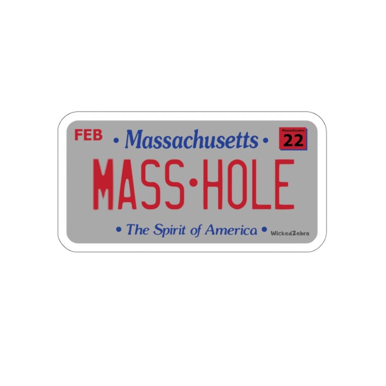Masshole Kiss-Cut Sticker Funny Massachusetts License Plate