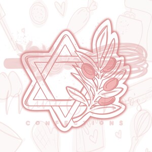 STL File-Star of David With Olive Branch Cookie Cutter-Large 4&quot;