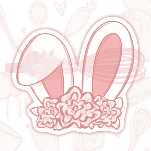 Floral Bunny Ears Cookie Cutter