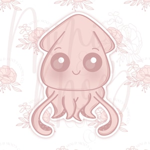 STL File-Playful Squid Cookie Cutter-4 inches LARGE