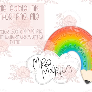 Cookie Cutter PNG File for Eddie Edible Ink Printer-Pencil Rainbow Plaque Cookie Cutter