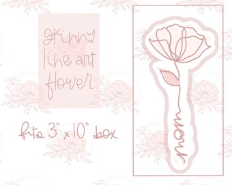 STL File-Skinny Line Art Mom Flower Taglierina per biscotti per la festa della mamma