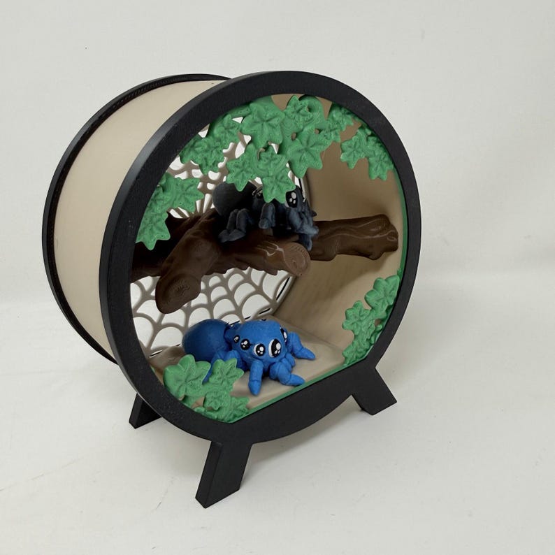 3D Printed Spider Terrarium with Toy Spiders image 1
