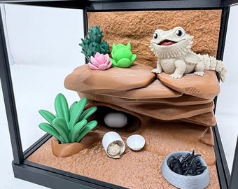 3D Printed Bearded Dragon Terrarium with Lift Lid And Crackable Egg