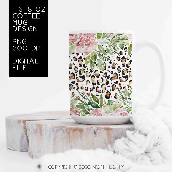 Coffee Cup Sublimation Design Mug Png Watercolor Flowers Etsy