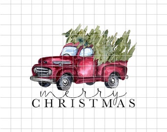 Red Truck With Christmas Trees clipart - Merry Christmas Instant Download - Christmas Sublimation Graphic - PNG