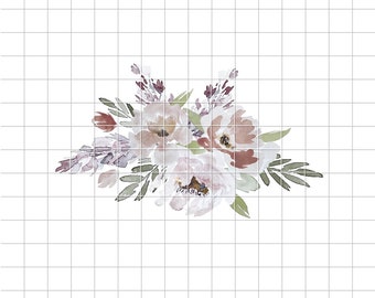 Floral Sublimation png, Floral Bouquet, Flower Transfer Digital Download, Waterslide Clip Art, Watercolor