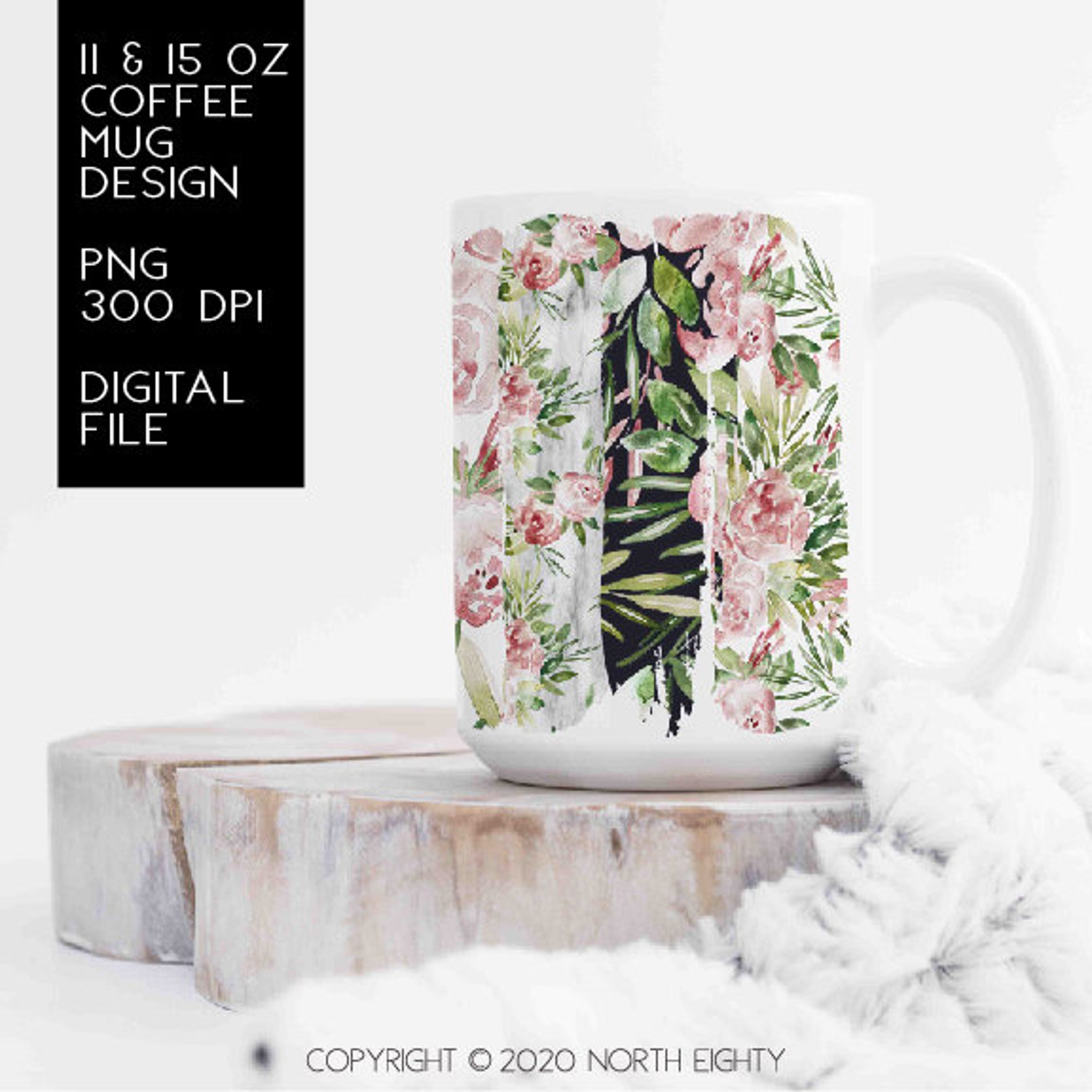 Coffee Cup Sublimation Design Mug Png Watercolor Flowers Etsy