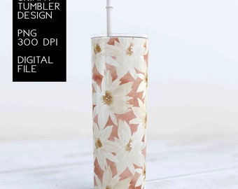 Floral Sublimation Designs For Tumbler Downloads, Skinny Tumbler Templates 20oz Design, PNG, Commercial Use, Tumbler Wrap