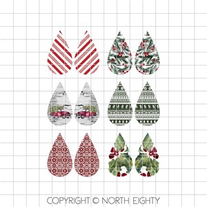 Sublimation Earring Design - Christmas Earring Digital Download - Bundle