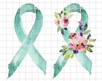 Teal Ribbon png -  Awareness png - Ribbon png - Teal Ribbon Sublimation Design - Awareness Ribbon png - Sublimation png - Cancer png