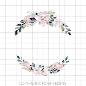 Sublimação de coroa de flores para download - Flores de magnólia Download digital png - Clip Art - Flores em aquarela - Magnólia